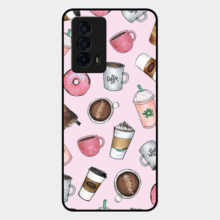 Cute Coffee Snacks Glass Case Cover For Iqoo Z5 5G