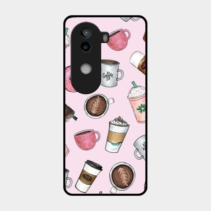 Cute Coffee Snacks Glass Case Cover For Iqoo Z9S 5G