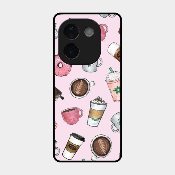 Cute Coffee Snacks Glass Case Cover For Iqoo Z9S Pro 5G