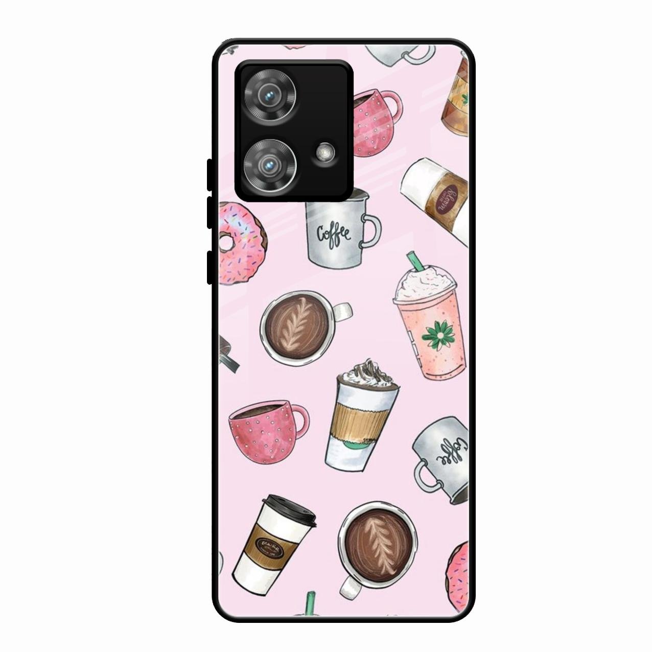Cute Coffee Snacks Glass Case Cover For Motorola Edge 40 5G