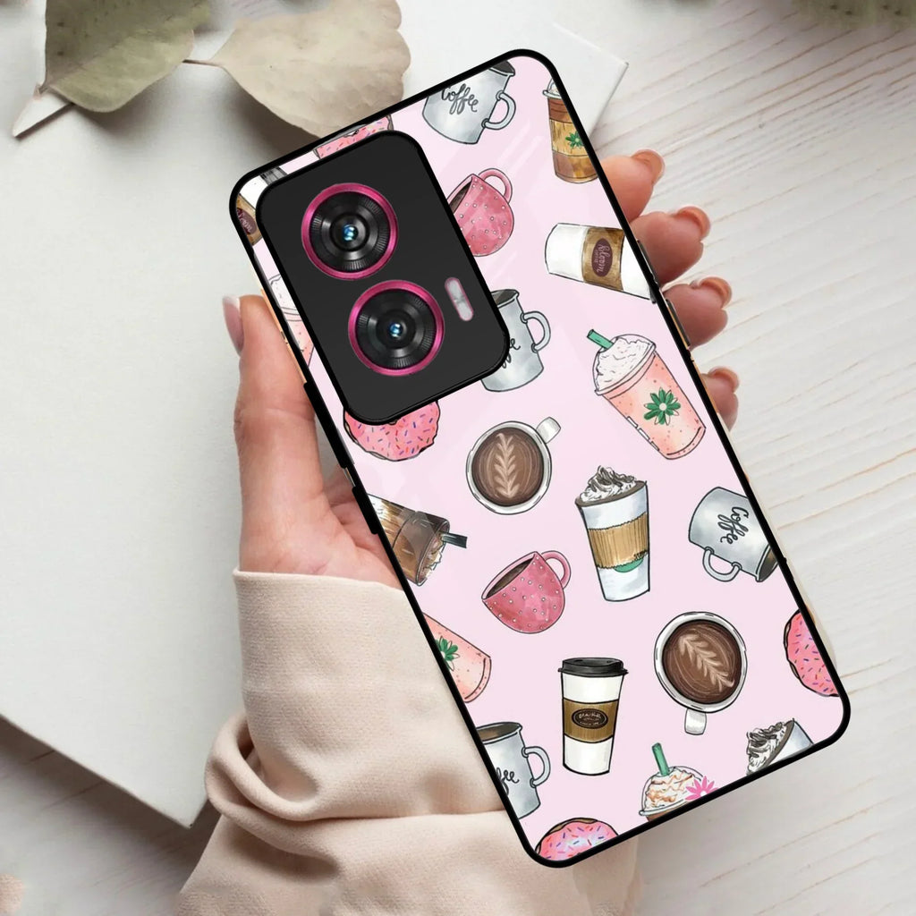 Cute Coffee Snacks Glass Case Cover For Motorola - ShopOnCliQ