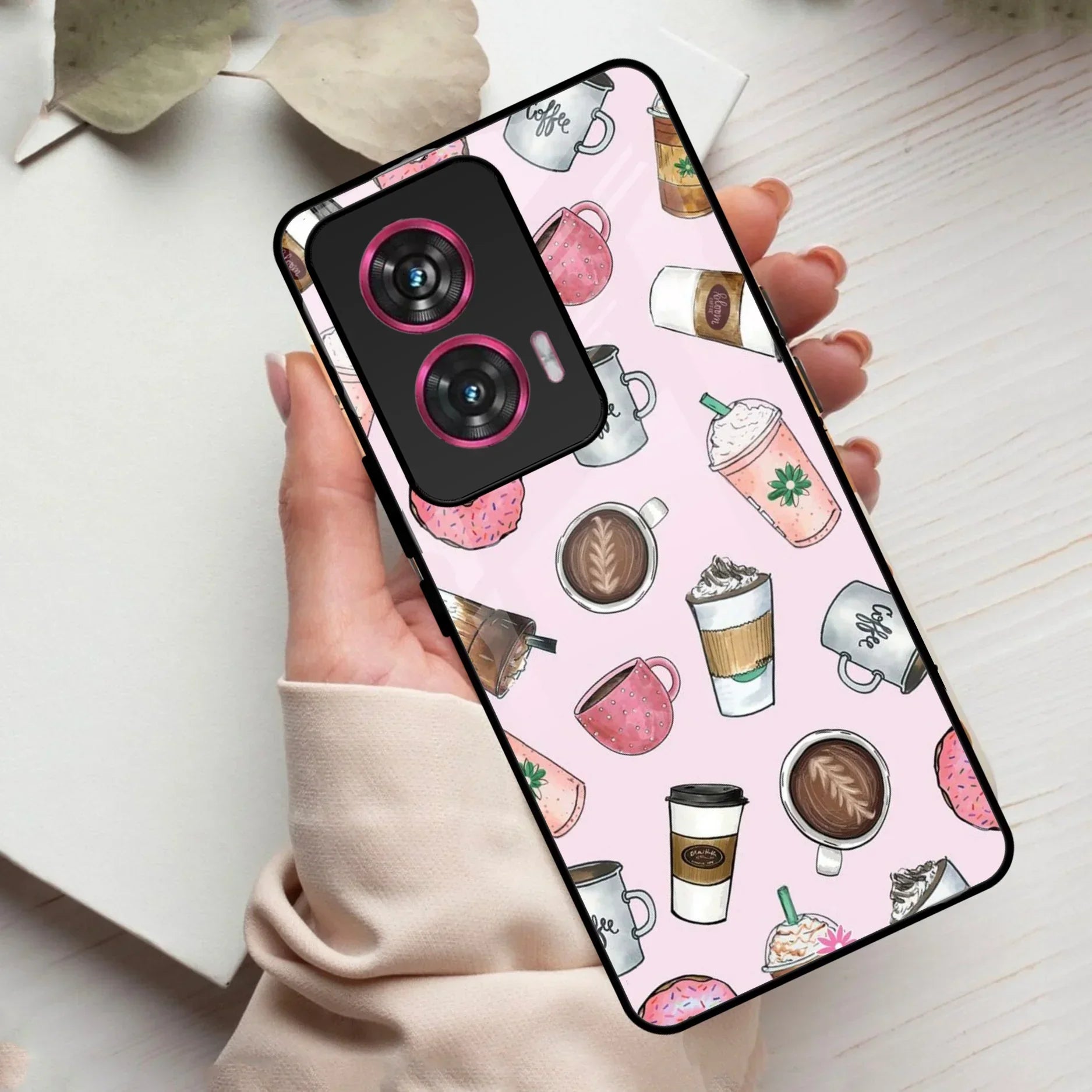 Cute Coffee Snacks Glass Case Cover For Motorola - ShopOnCliQ