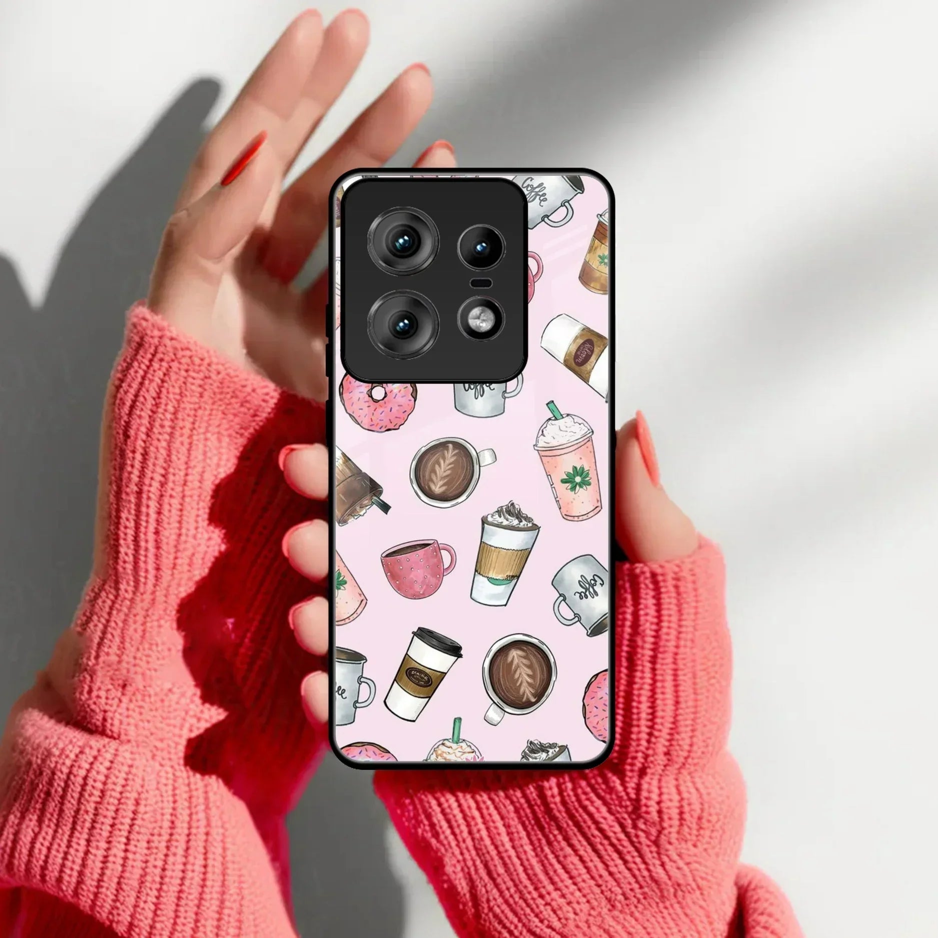 Cute Coffee Snacks Glass Case Cover For Motorola - ShopOnCliQ