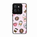 Cute Coffee Snacks Glass Case Cover For Motorola Edge 50
