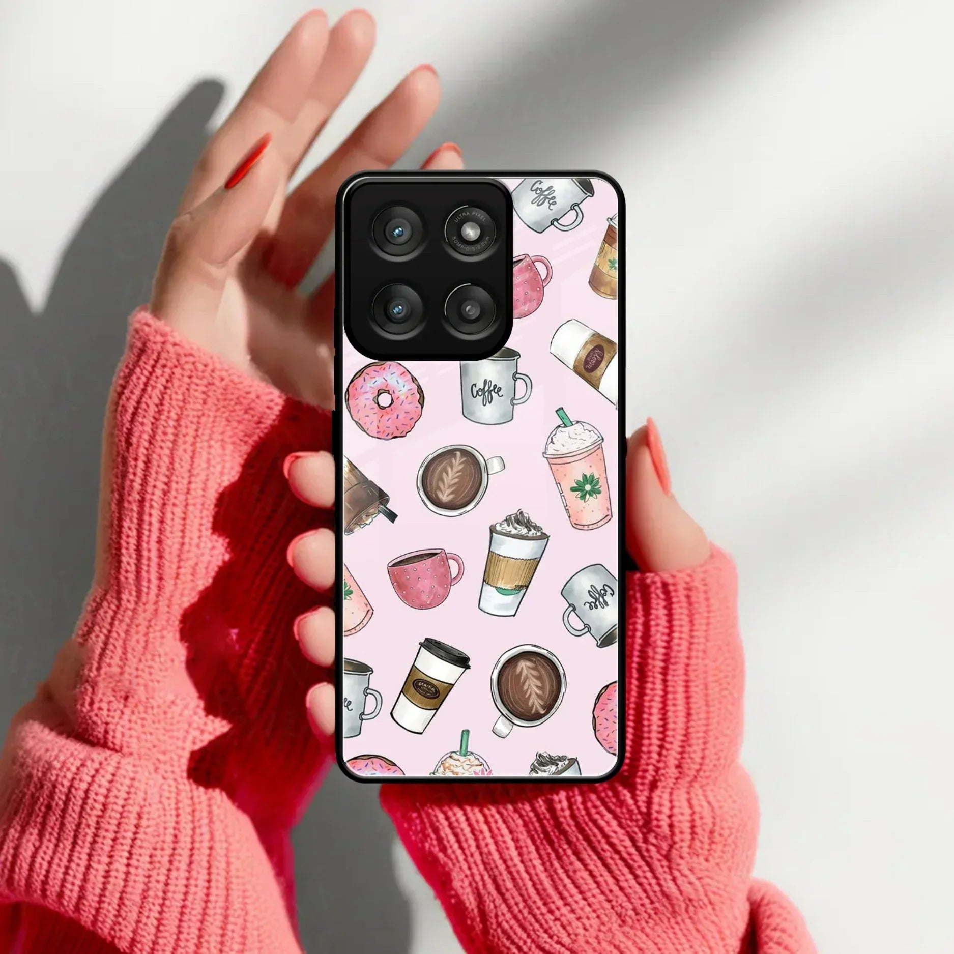 Cute Coffee Snacks Glass Case Cover For Motorola - ShopOnCliQ