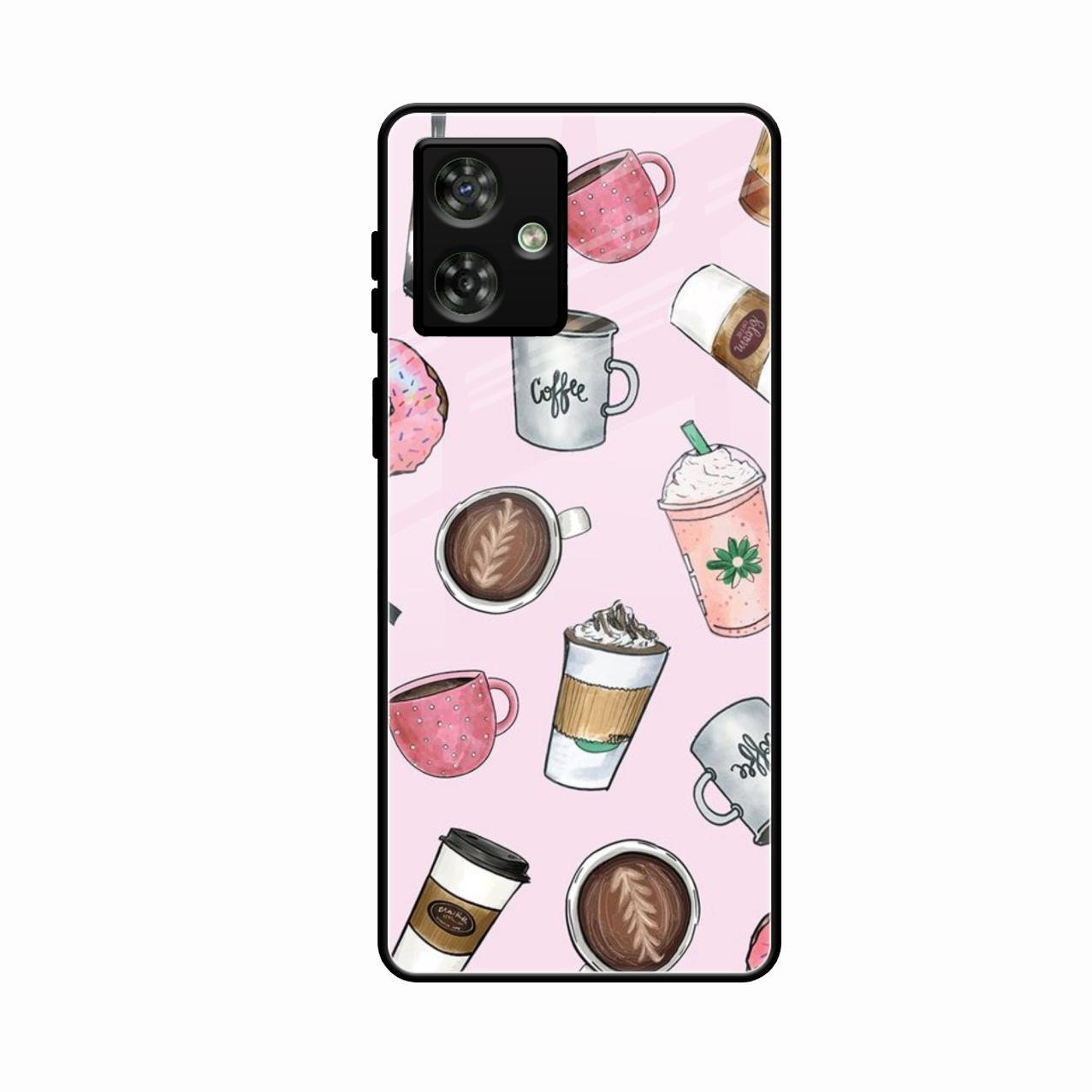Cute Coffee Snacks Glass Case Cover For Motorola G54 5G