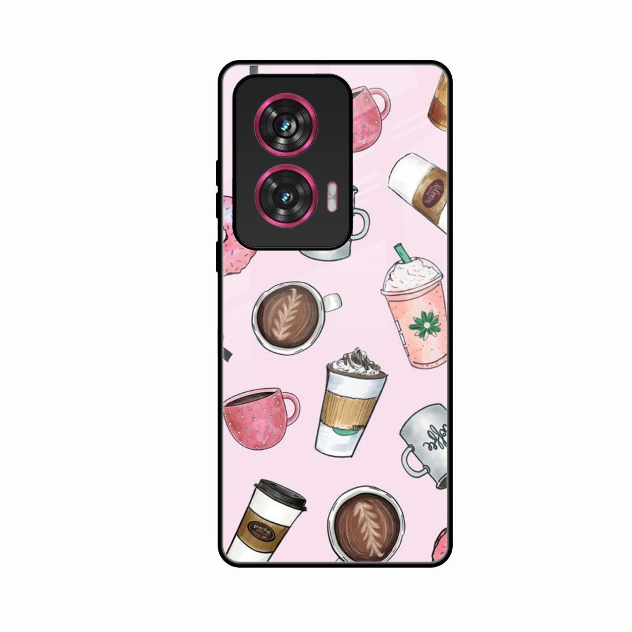 Cute Coffee Snacks Glass Case Cover For Motorola G96 5G