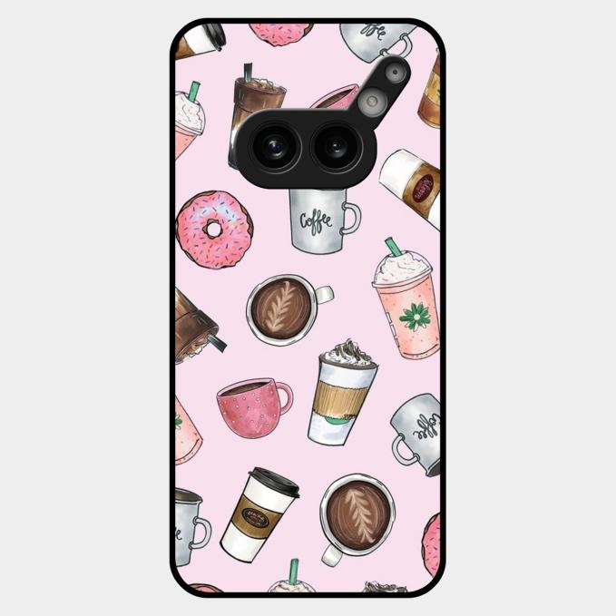 Cute Coffee Snacks Glass Case Cover For Nothing Phone 2A Plus