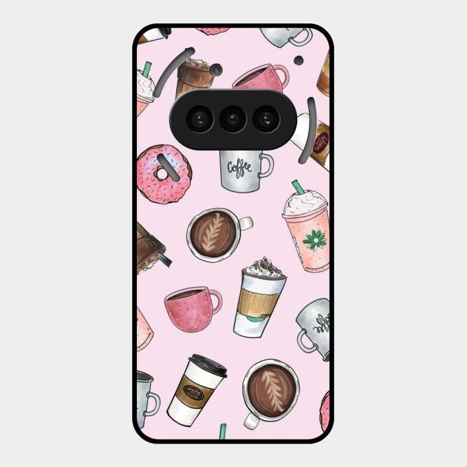 Cute Coffee Snacks Glass Case Cover For Nothing Phone 3A 5G