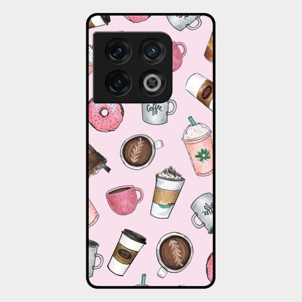 Cute Coffee Snacks Glass Case Cover For Oneplus 10 Pro 5G