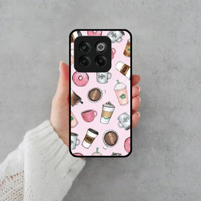 Cute Coffee Snacks Glass Case Cover For OnePlus - ShopOnCliQ