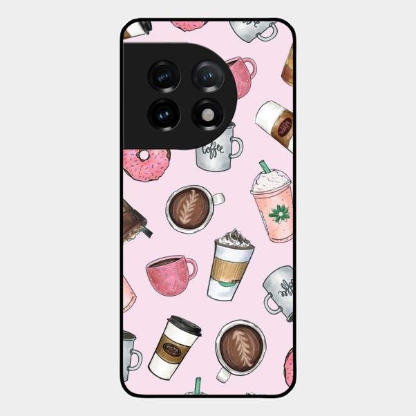 Cute Coffee Snacks Glass Case Cover For Oneplus 11 5G