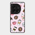 Cute Coffee Snacks Glass Case Cover For Oneplus 12 5G