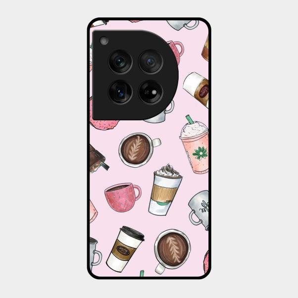 Cute Coffee Snacks Glass Case Cover For Oneplus 12 5G