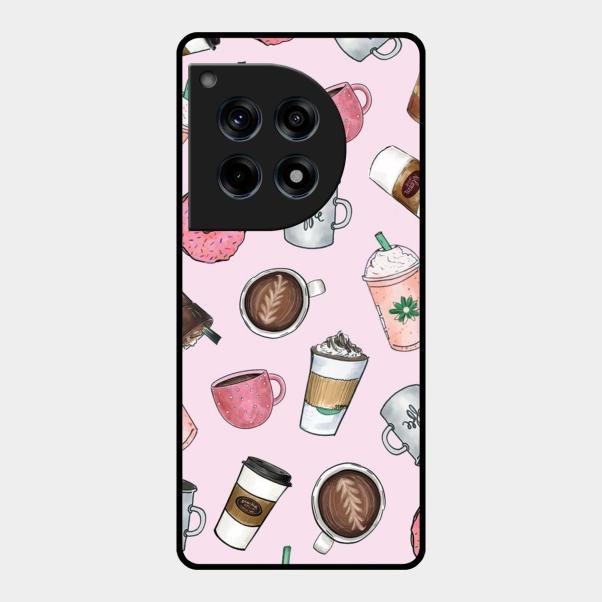 Cute Coffee Snacks Glass Case Cover For Oneplus 12R 5G