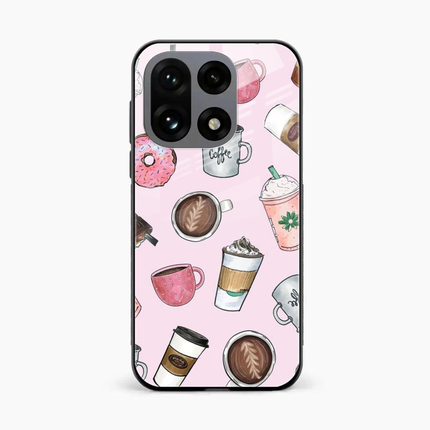 Cute Coffee Snacks Glass Case Cover For OnePlus 15 5G