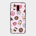 Cute Coffee Snacks Glass Case Cover For Oneplus 7