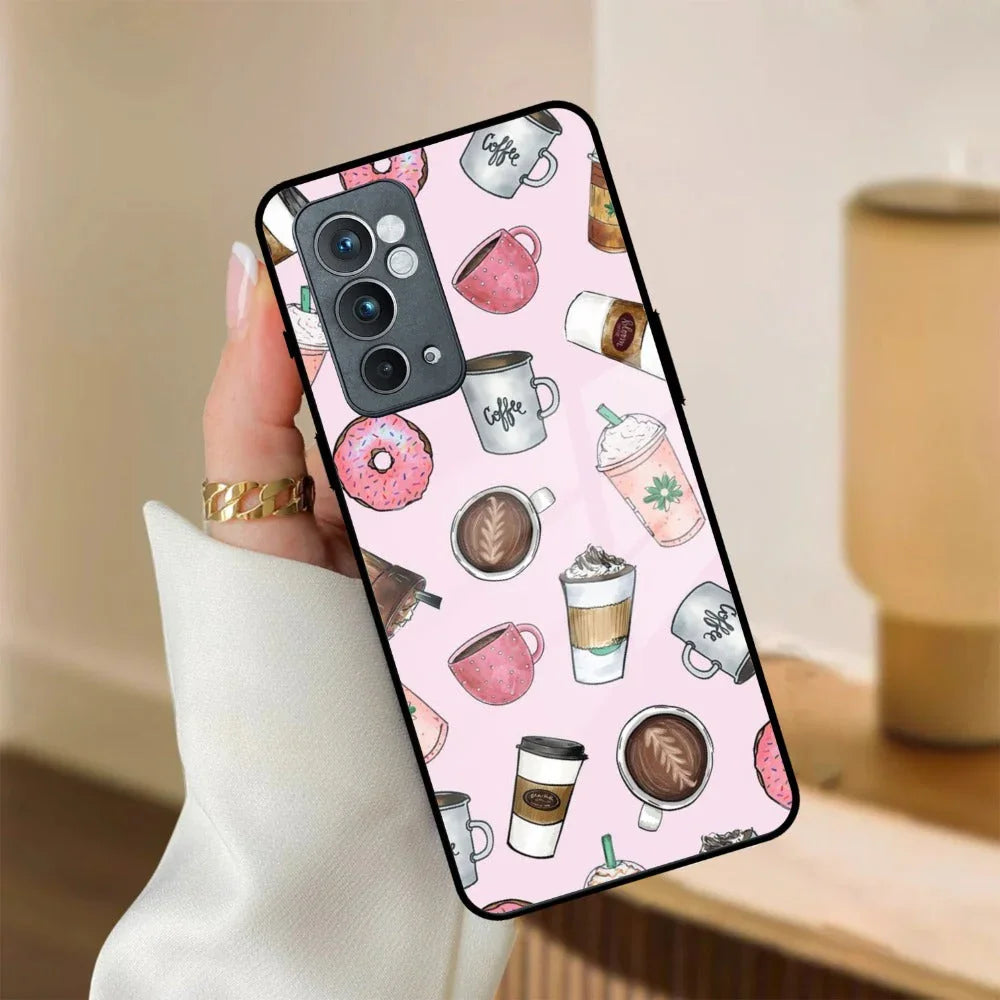 Cute Coffee Snacks Glass Case Cover For OnePlus - ShopOnCliQ