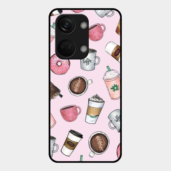 Cute Coffee Snacks Glass Case Cover For Oneplus Nord 3 5G