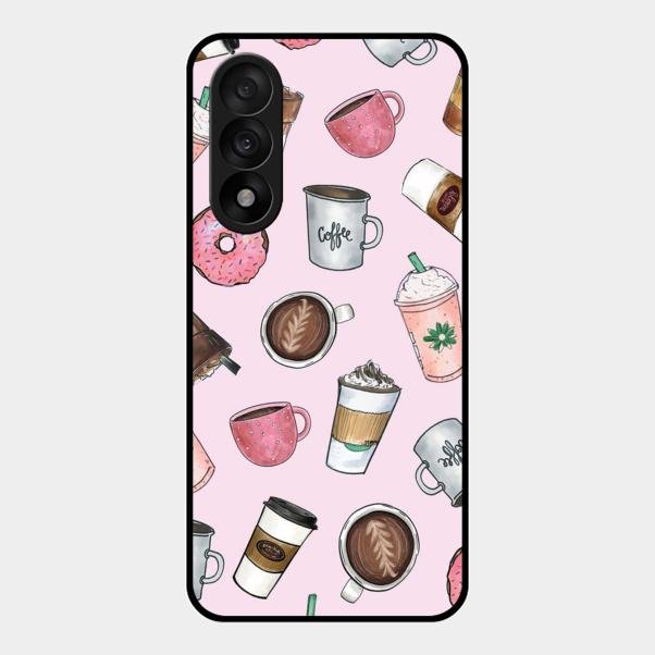 Cute Coffee Snacks Glass Case Cover For Oneplus Nord 5 5G