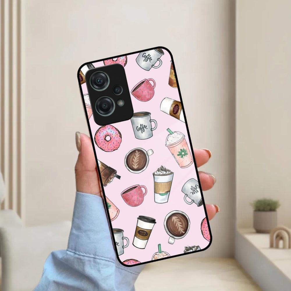 Cute Coffee Snacks Glass Case Cover For OnePlus