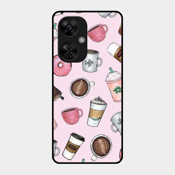 Cute Coffee Snacks Glass Case Cover For Oneplus Nord Ce 3 Lite 5G