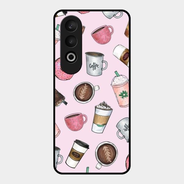 Cute Coffee Snacks Glass Case Cover For Oneplus Nord Ce 4 5G