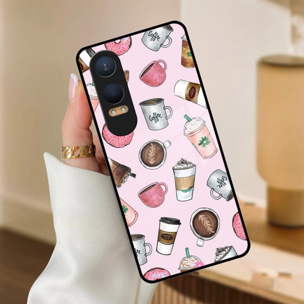 Cute Coffee Snacks Glass Case Cover For OnePlus