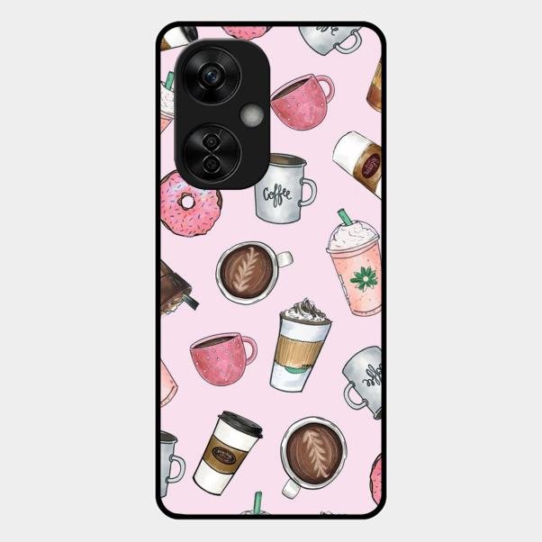 Cute Coffee Snacks Glass Case Cover For Oneplus Nord Ce5 5G