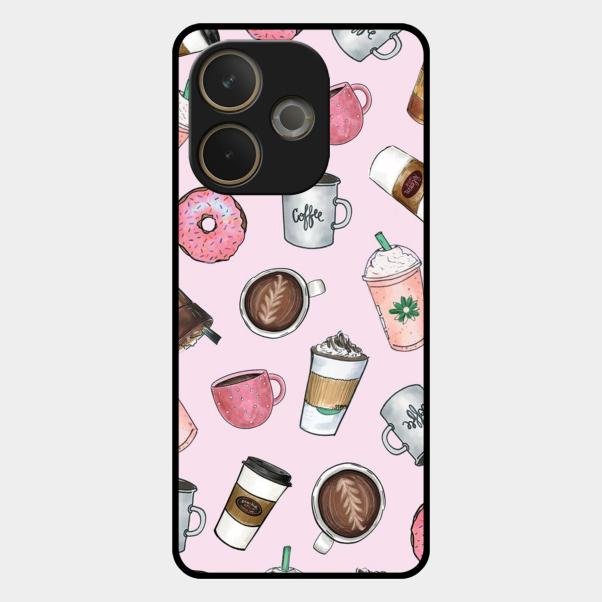 Cute Coffee Snacks Glass Case Cover For Oppo A5 Pro 5G