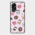 Cute Coffee Snacks Glass Case Cover For Oppo A58