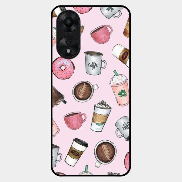Cute Coffee Snacks Glass Case Cover For Oppo A78 5G