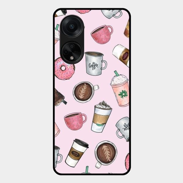 Cute Coffee Snacks Glass Case Cover For Oppo F23 5G
