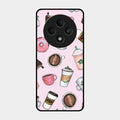 Cute Coffee Snacks Glass Case Cover For Oppo F27 5G