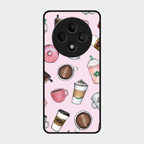 Cute Coffee Snacks Glass Case Cover For Oppo F27 5G