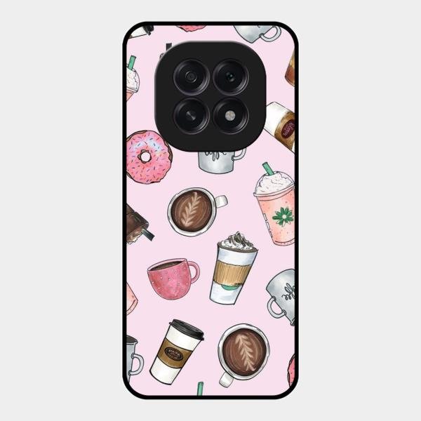 Cute Coffee Snacks Glass Case Cover For Oppo F29 5G