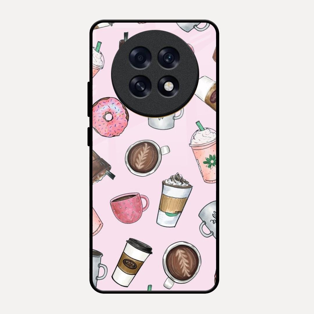 Cute Coffee Snacks Glass Case Cover For Oppo F31 Pro Plus 5G