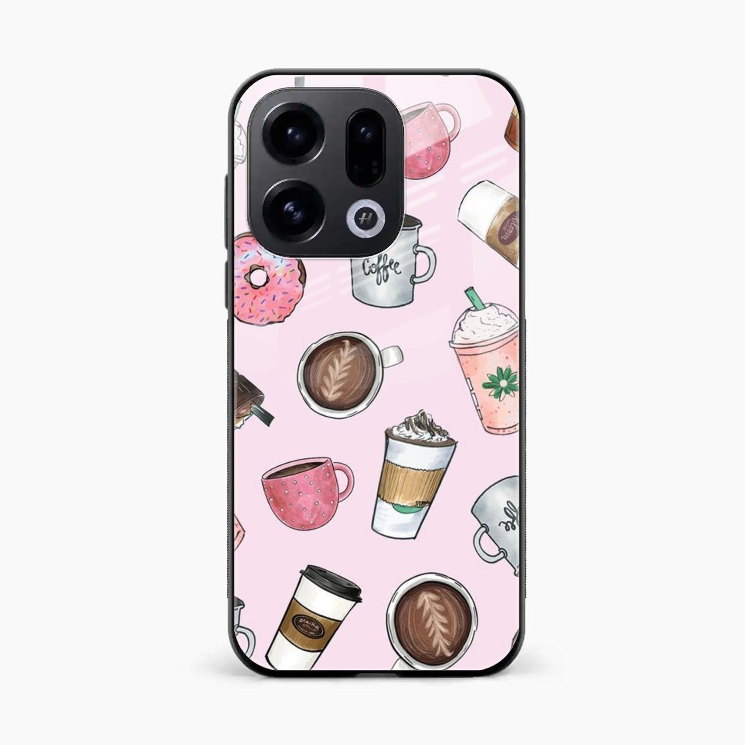 Cute Coffee Snacks Glass Case Cover For Oppo Find X9 5G