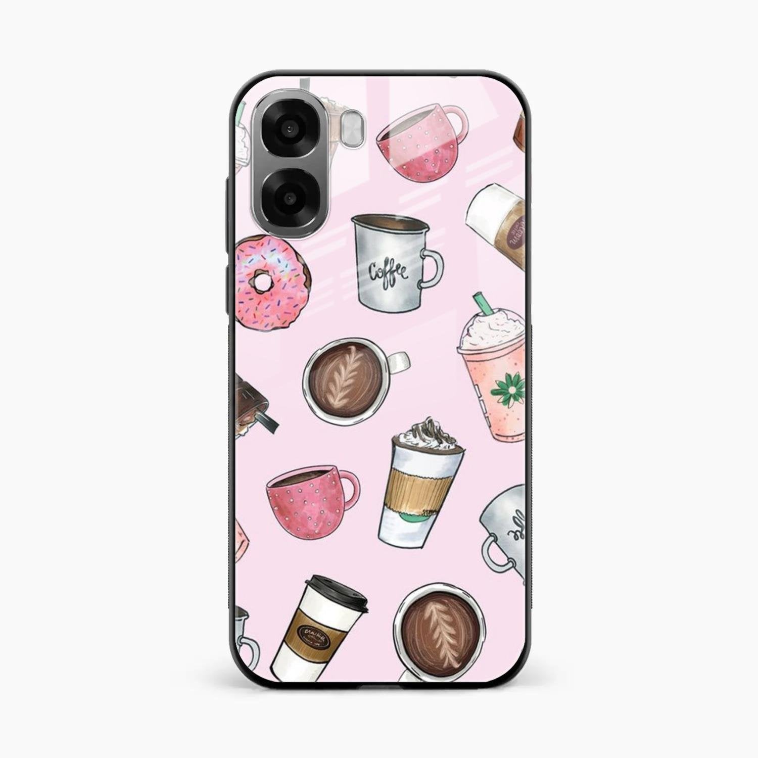 Cute Coffee Snacks Glass Case Cover For Oppo K14x 5G