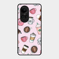 Cute Coffee Snacks Glass Case Cover For Oppo Reno 10 5G