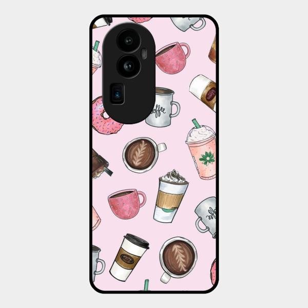 Cute Coffee Snacks Glass Case Cover For Oppo Reno 10 Pro Plus 5G