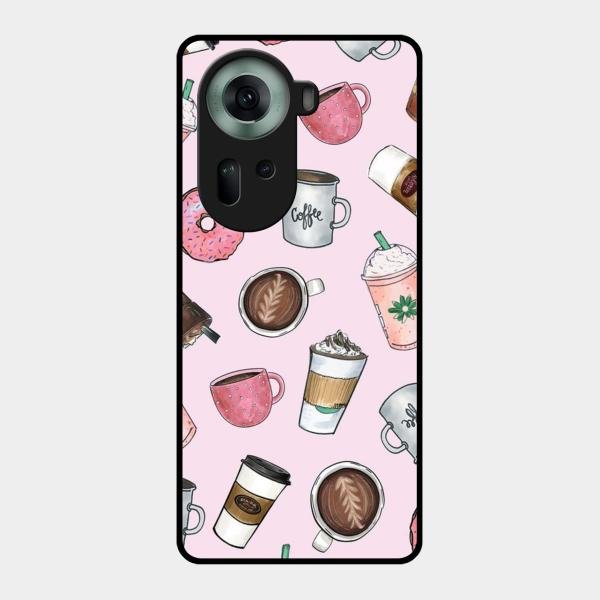 Cute Coffee Snacks Glass Case Cover For Oppo Reno 11 5G
