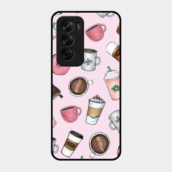 Cute Coffee Snacks Glass Case Cover For Oppo Reno 12 Pro 5G