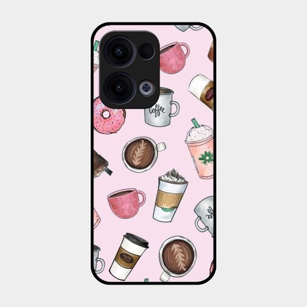 Cute Coffee Snacks Glass Case Cover For Oppo Reno 13 5G