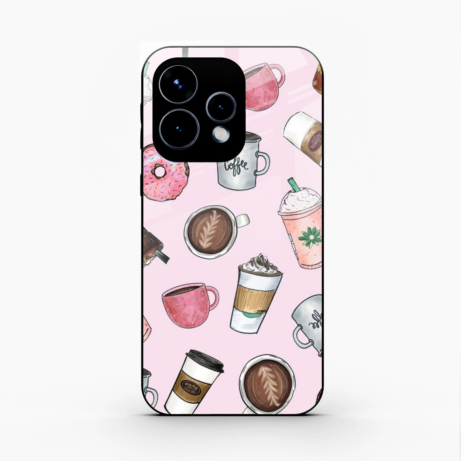 Cute Coffee Snacks Glass Case Cover For Oppo Reno 15 5G
