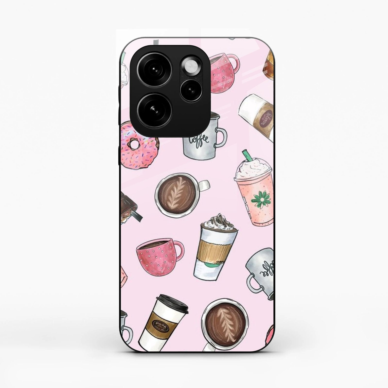 Cute Coffee Snacks Glass Case Cover For Oppo Reno 15C 5G