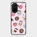 Cute Coffee Snacks Glass Case Cover For Poco C71