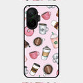 Cute Coffee Snacks Glass Case Cover For Poco F7 5G
