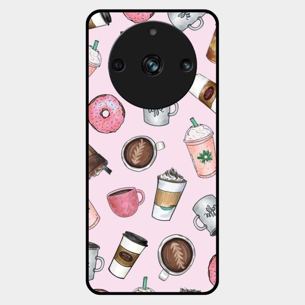 Cute Coffee Snacks Glass Case Cover For Realme 11 Pro Plus 5G