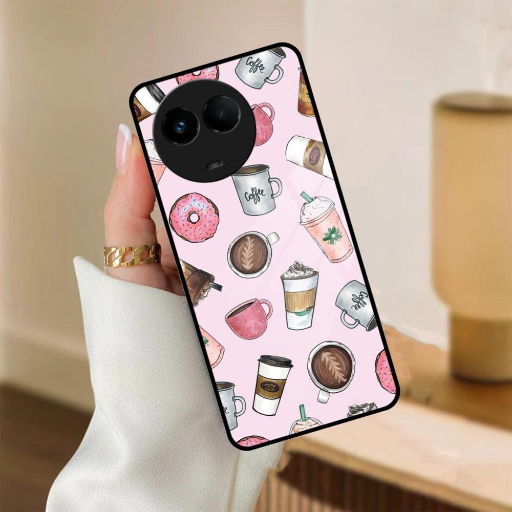 Cute Coffee Snacks Glass Case Cover For Realme/Narzo - ShopOnCliQ